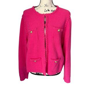 J Crew Women's Pink Odette Sweater Lady Jacket Sz XL Pink Boucle Pockets NWT